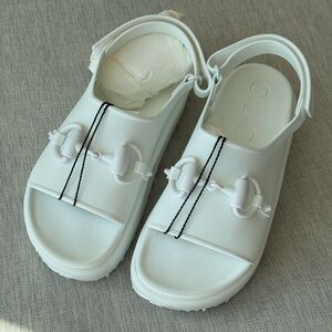 Gucci White Soft Rubber Horsebit Touch Womens Strapped Sandals, size 39